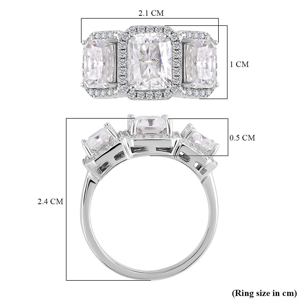 Emerald Cut Moissanite Ring in Rhodium Overlay Sterling Silver 4.50 Ct. 7691510 5