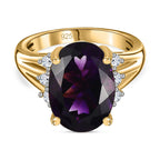 Moroccan Amethyst & Natural Zircon Ring in 18K Yellow Gold Vermeil Plated Sterling Silver 5.90 Ct.