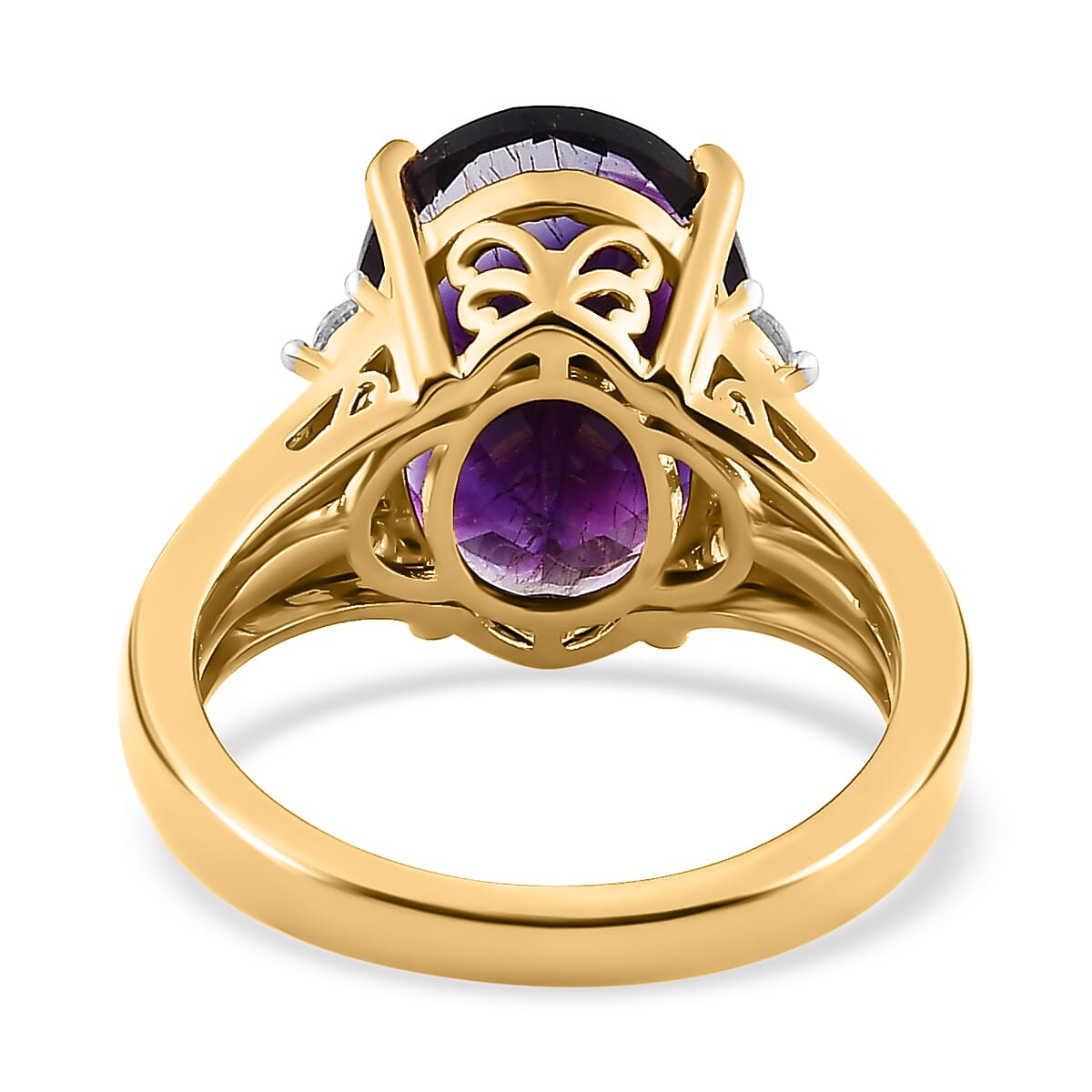 Moroccan Amethyst , White Zircon Ring in 18K Vermeil Yellow Gold Plated Sterling Silver 7692955 4