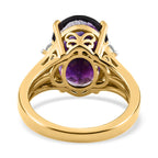 Moroccan Amethyst & Natural Zircon Ring in 18K Yellow Gold Vermeil Plated Sterling Silver 5.90 Ct.