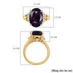 Moroccan Amethyst & Natural Zircon Ring in 18K Yellow Gold Vermeil Plated Sterling Silver 5.90 Ct.