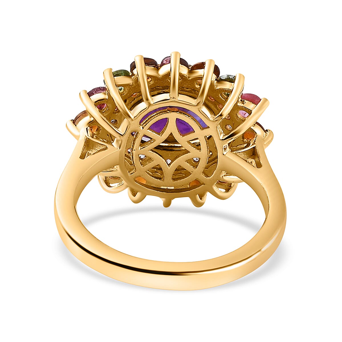 Moroccan Amethyst, White Zircon, Multi-Tourmaline Halo Ring in 18K Vermeil Yellow Gold Plated Sterling Silver 7693036 4