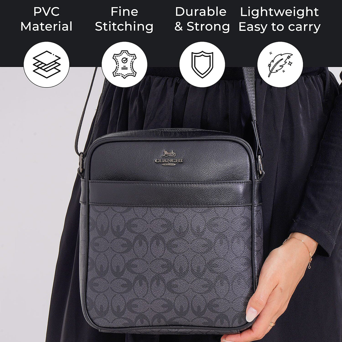 GUANCHI Oval Crossbody Bag with Shoulder Strap - Grey &amp; Black 7693071 4