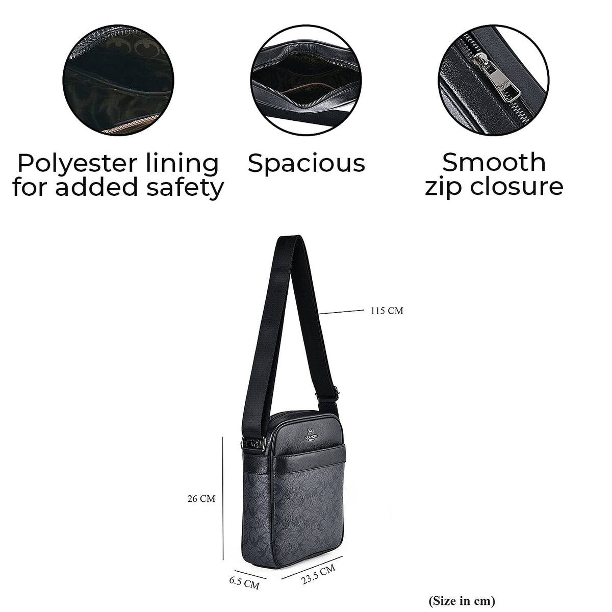 GUANCHI Oval Crossbody Bag with Shoulder Strap - Grey &amp; Black 7693071 10
