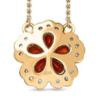 Salamanca Fire Opal & Natural Zircon Floral Necklace (Size - 20) in 18K Gold Vermeil Sterling Silver 1.20 Ct.