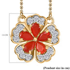 Salamanca Fire Opal & Natural Zircon Floral Necklace (Size - 20) in 18K Gold Vermeil Sterling Silver 1.20 Ct.