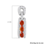 Salamanca Fire Opal & Natural Zircon Snaffle Earrings in Platinum Overlay Sterling Silver 1.40 Ct