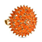 Salamanca Fire Opal Ring in 18K Yellow Gold Vermeil Plated Sterling Silver 3.93 Ct.