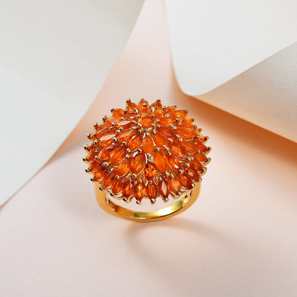 Salamanca Fire Opal Cluster Ring in 18K Vermeil Yellow Gold Plated Sterling Silver 3.92 Ct. 7696261 1