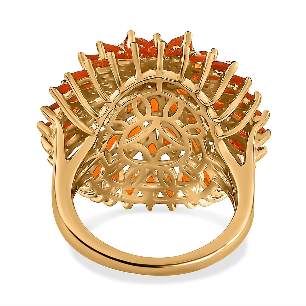 Salamanca Fire Opal Ring in 18K Yellow Gold Vermeil Plated Sterling Silver 3.93 Ct.