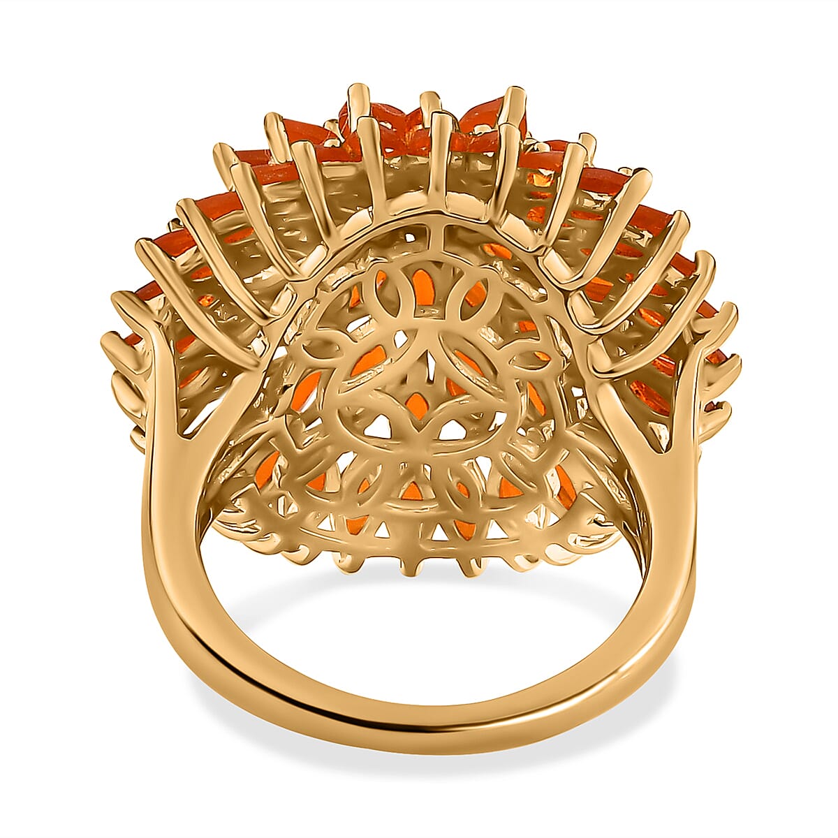 Salamanca Fire Opal Cluster Ring in 18K Vermeil Yellow Gold Plated Sterling Silver 3.92 Ct. 7696261 4