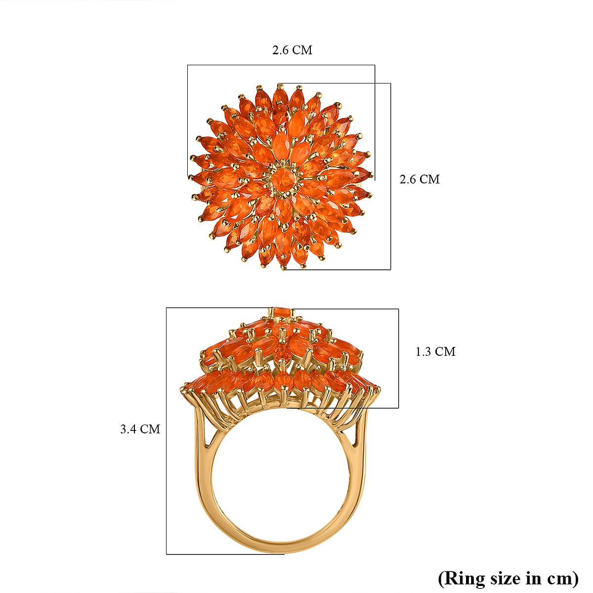 Salamanca Fire Opal Cluster Ring in 18K Vermeil Yellow Gold Plated Sterling Silver 3.92 Ct. 7696261 5
