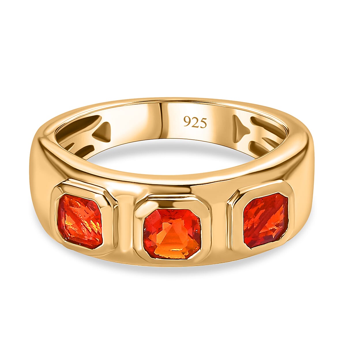 Salamanca Fire Opal Asscher Cut Band Ring in 18K Gold Vermeil Sterling Silver 7696448 0