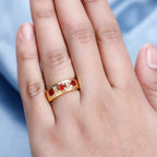 Salamanca Fire Opal Asscher Cut Band Ring in 18K Gold Vermeil Sterling Silver
