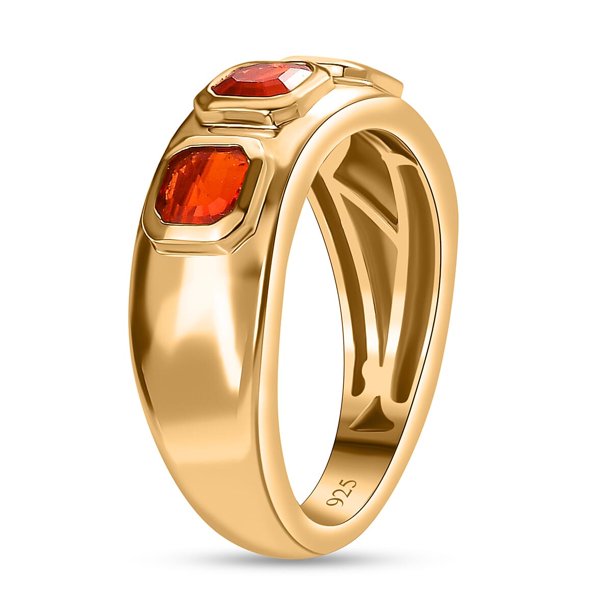 Salamanca Fire Opal Asscher Cut Band Ring in 18K Gold Vermeil Sterling Silver 7696448 3