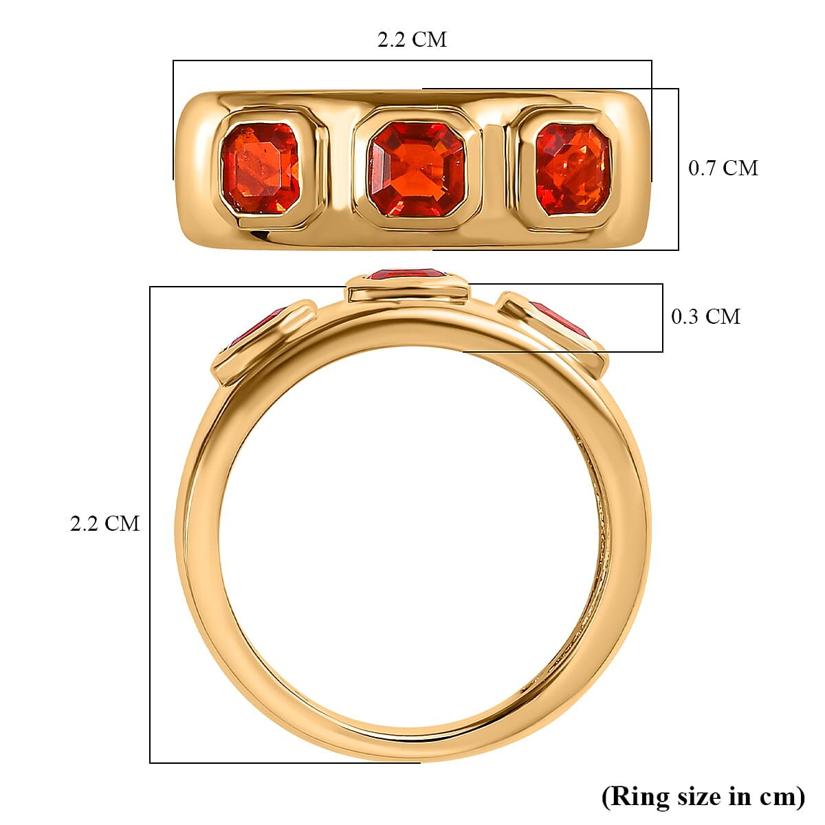 Salamanca Fire Opal Asscher Cut Band Ring in 18K Gold Vermeil Sterling Silver 7696448 5