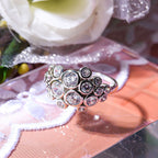 Designer Inspired Cubic Zirconia Bubble Ring in Rhodium Overlay Sterling Silver