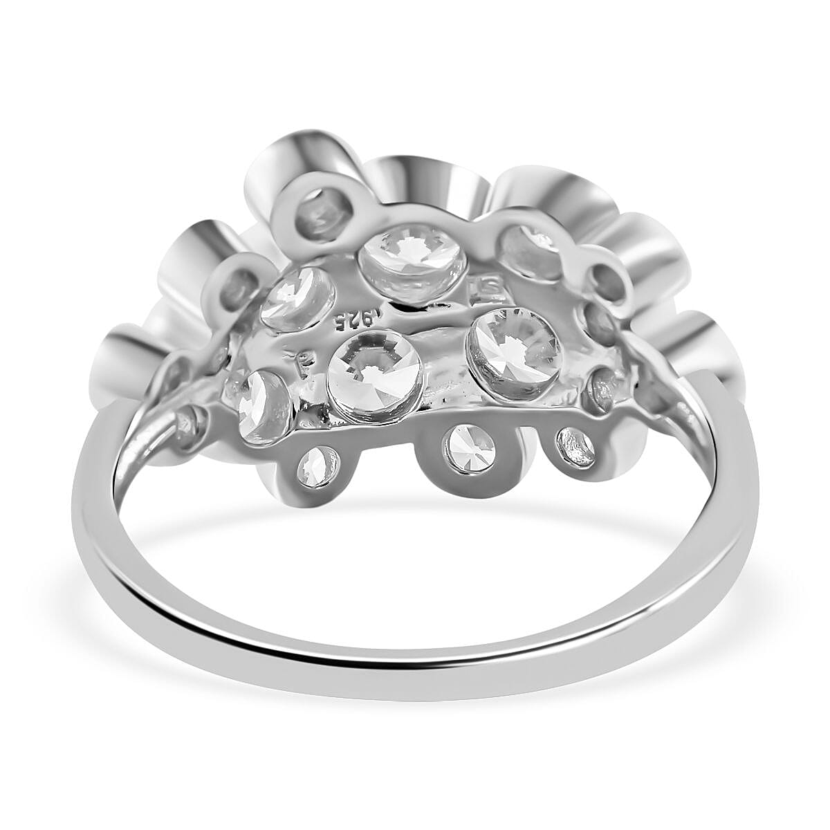Designer Inspired Cubic Zirconia Bubble Ring in Rhodium Overlay Sterling Silver 7697866 5