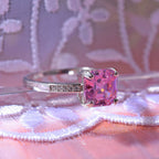 NY Close Out - Pink & White Cubic Zirconia Ring in Rhodium Overlay Sterling Silver