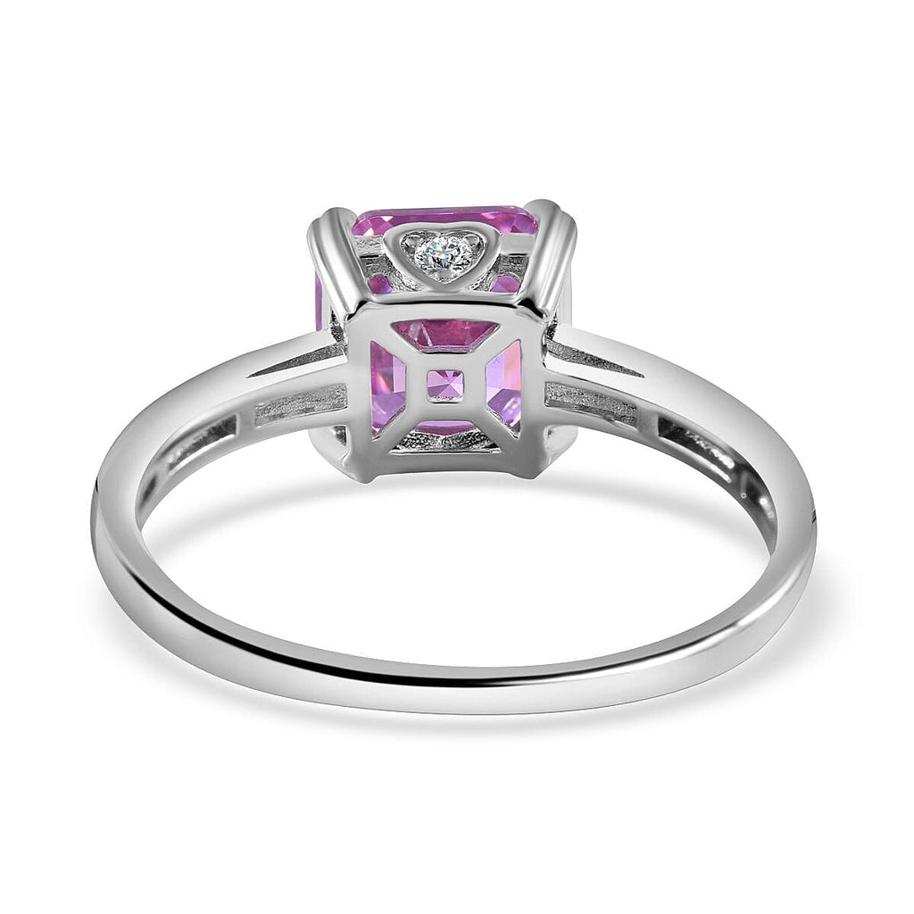 NY Close Out - Pink & White Cubic Zirconia Ring in Rhodium Overlay Sterling Silver