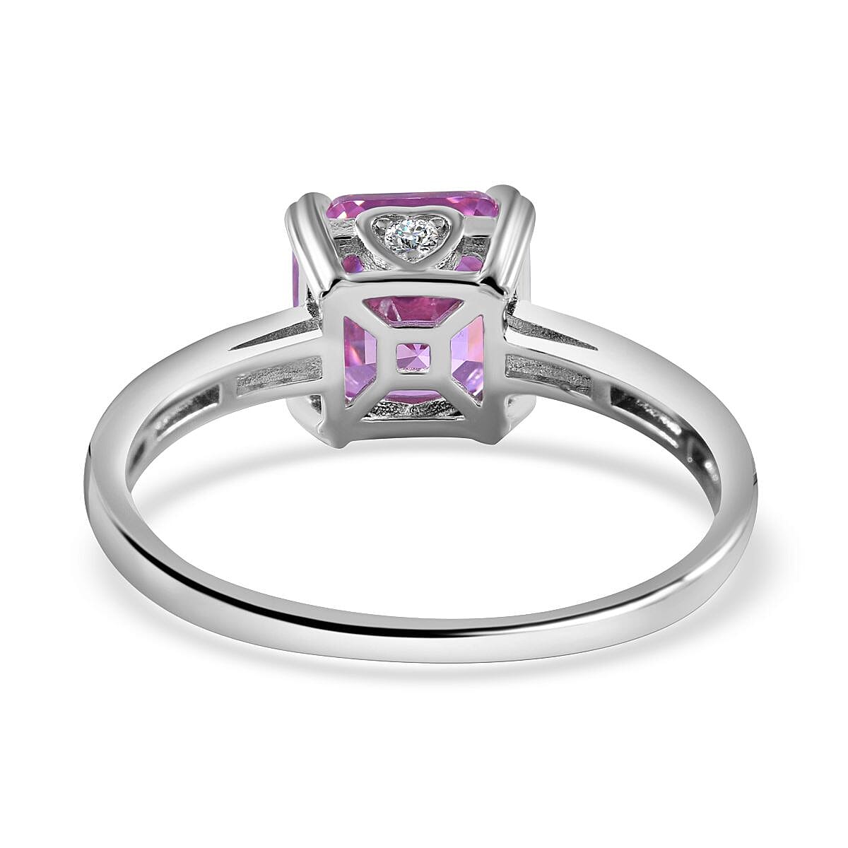 NY Close Out - Pink &amp; White Cubic Zirconia Ring in Rhodium Overlay Sterling Silver 7697879 4