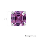 NY Close Out - Pink & White Cubic Zirconia Stud Earrings in Rhodium Overlay Sterling Silver 3.62 Ct.