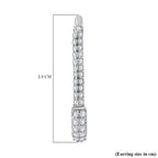 Cubic Zirconia Pin Hoop Earrings in Rhodium Overlay Sterling Silver