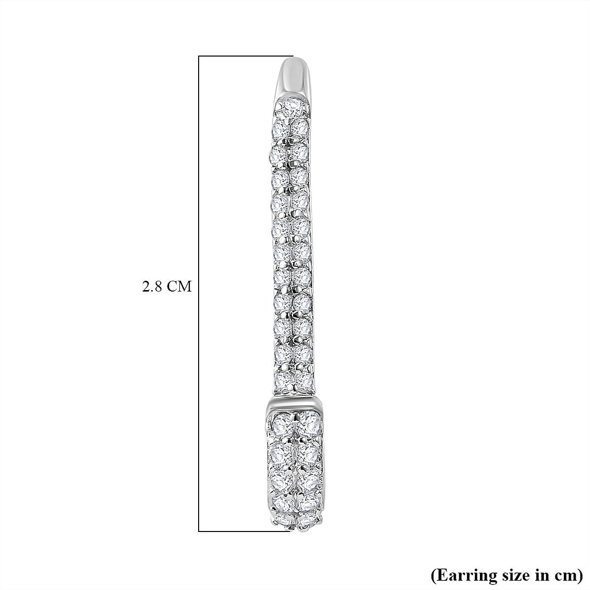 Cubic Zirconia Pin Hoop Earrings in Rhodium Overlay Sterling Silver 7697901 5