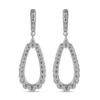 Cubic Zirconia Dangle Earrings in Rhodium Overlay Sterling Silver, Silver Wt. 5.00 Gms