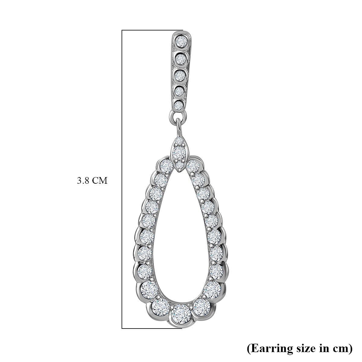 Cubic Zirconia Dangle Earrings in Rhodium Overlay Sterling Silver, Silver Wt. 5.00 Gms 7698146 4