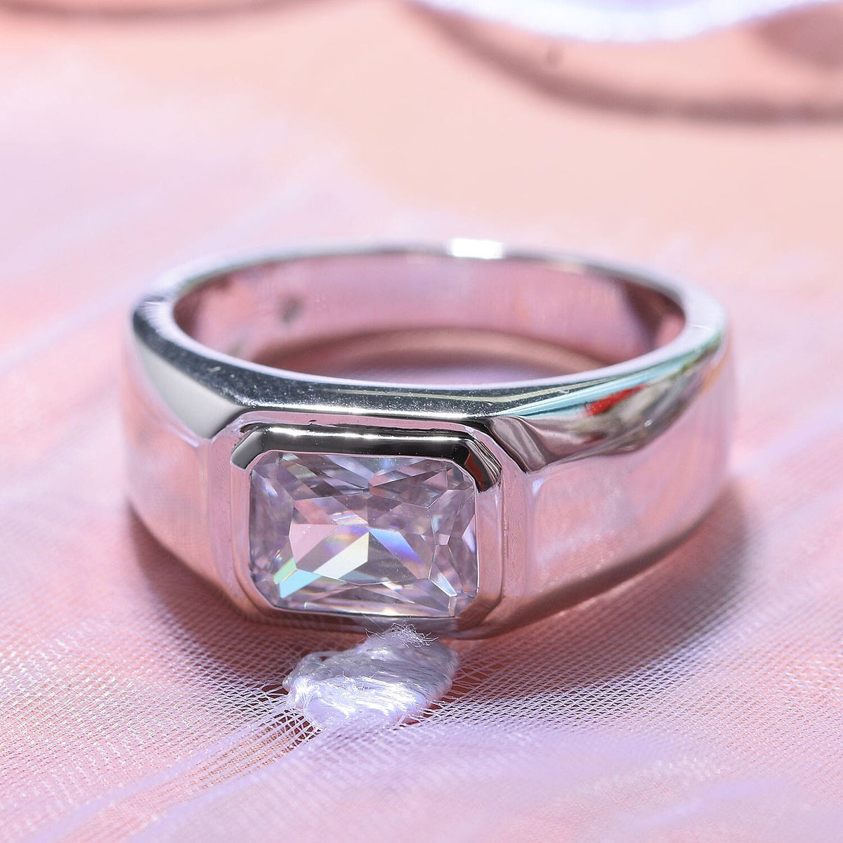 NY Closeout - Cubic Zirconia Solitaire Ring in Rhodium Overlay Sterling Silver, Silver Wt. 5.30 Gms 7698162 2