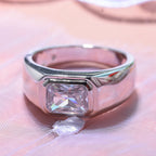 NY Closeout - Cubic Zirconia Solitaire Ring in Rhodium Overlay Sterling Silver, Silver Wt. 5.30 Gms