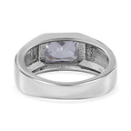 NY Closeout - Cubic Zirconia Solitaire Ring in Rhodium Overlay Sterling Silver, Silver Wt. 5.30 Gms