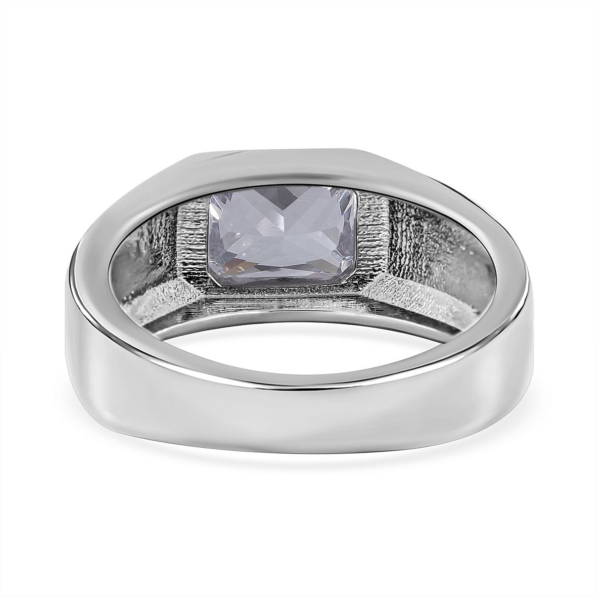 NY Closeout - Cubic Zirconia Solitaire Ring in Rhodium Overlay Sterling Silver, Silver Wt. 5.30 Gms 7698162 5