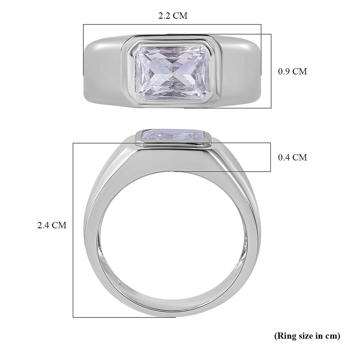 NY Closeout - Cubic Zirconia Solitaire Ring in Rhodium Overlay Sterling Silver, Silver Wt. 5.30 Gms 7698162 6