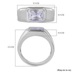 NY Closeout - Cubic Zirconia Solitaire Ring in Rhodium Overlay Sterling Silver, Silver Wt. 5.30 Gms