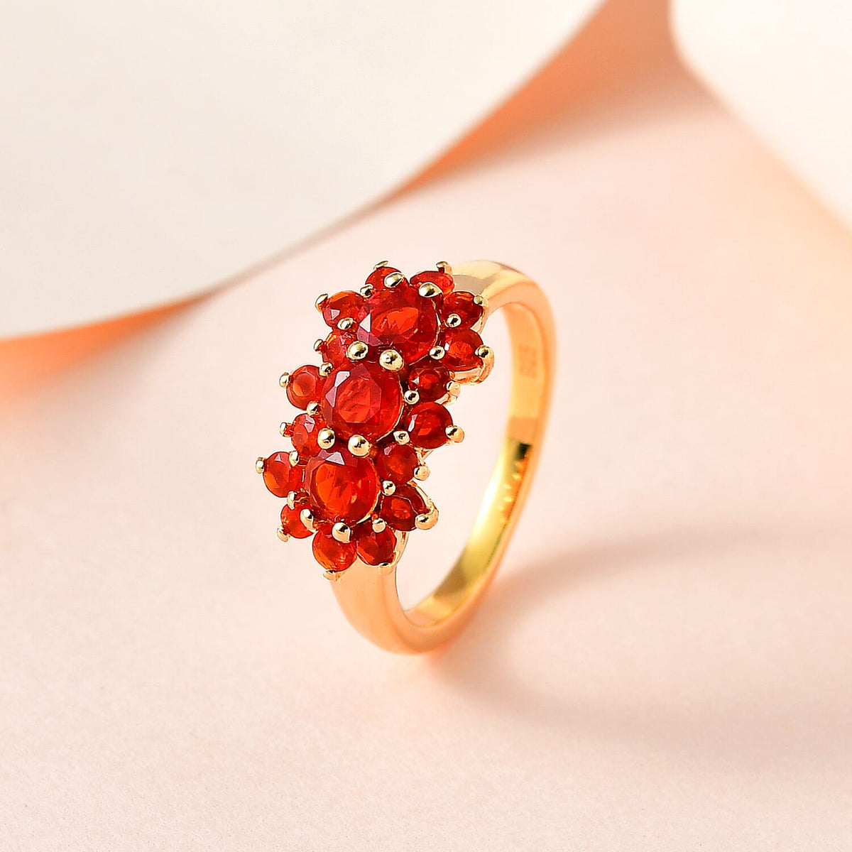 Salamanca Fire Opal Floral Ring in 18K Gold Vermeil Sterling Silver 1.10 Ct 7698405 1