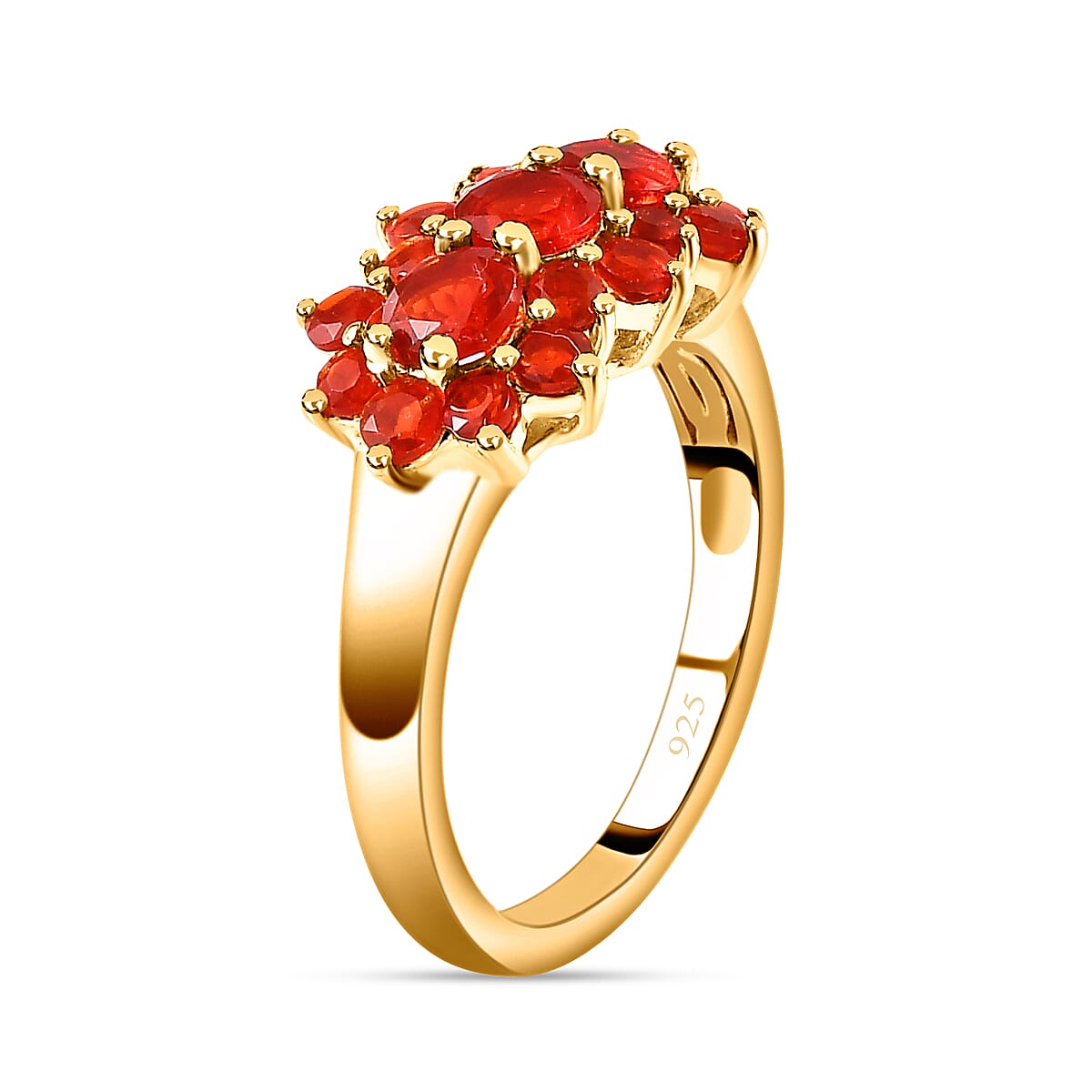 Salamanca Fire Opal Floral Ring in 18K Gold Vermeil Sterling Silver 1.10 Ct 7698405 3