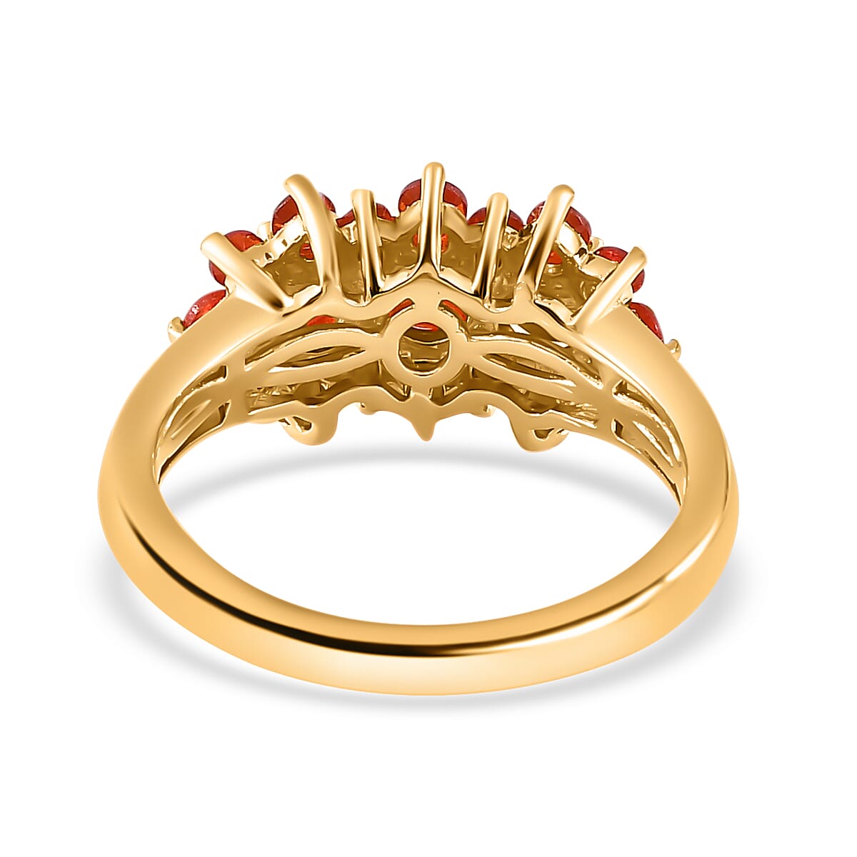Salamanca Fire Opal Floral Ring in 18K Gold Vermeil Sterling Silver 1.10 Ct 7698405 4