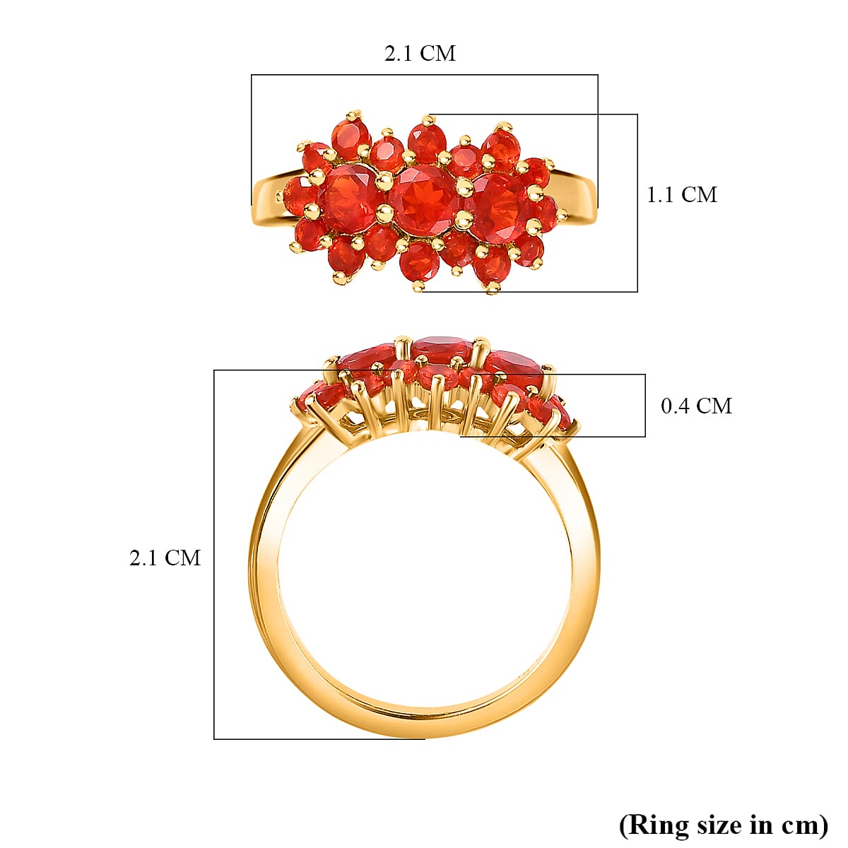 Salamanca Fire Opal Floral Ring in 18K Gold Vermeil Sterling Silver 1.10 Ct 7698405 5