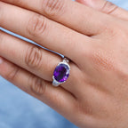 Moroccan Amethyst & Natural Zircon Ring in Platinum Overlay Sterling Silver 5.24 Ct.