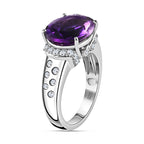 Moroccan Amethyst & Natural Zircon Ring in Platinum Overlay Sterling Silver 5.24 Ct.
