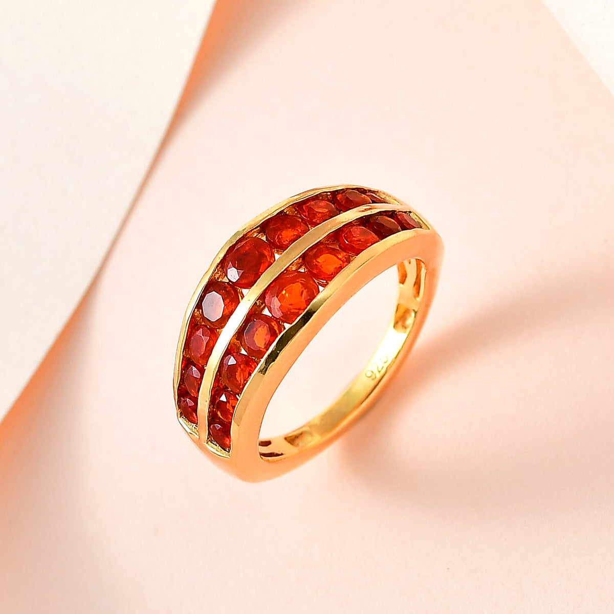 Salamanca Fire Opal Half-Eternity Ring in 18K Gold Yellow Sterling Silver 1.28 Ct. 7700054 1