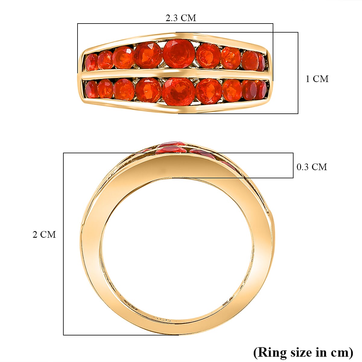 Salamanca Fire Opal Half-Eternity Ring in 18K Gold Yellow Sterling Silver 1.28 Ct. 7700054 5