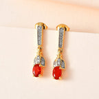 Salamanca Fire Opal & Zircon Golden Bell Flower Earrings in 18K Gold Vermeil Sterling Silver