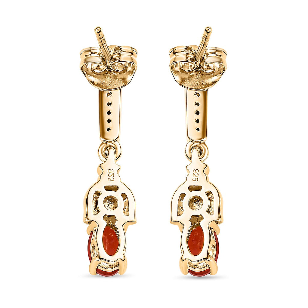 Salamanca Fire Opal & Zircon Golden Bell Flower Earrings in 18K Gold Vermeil Sterling Silver
