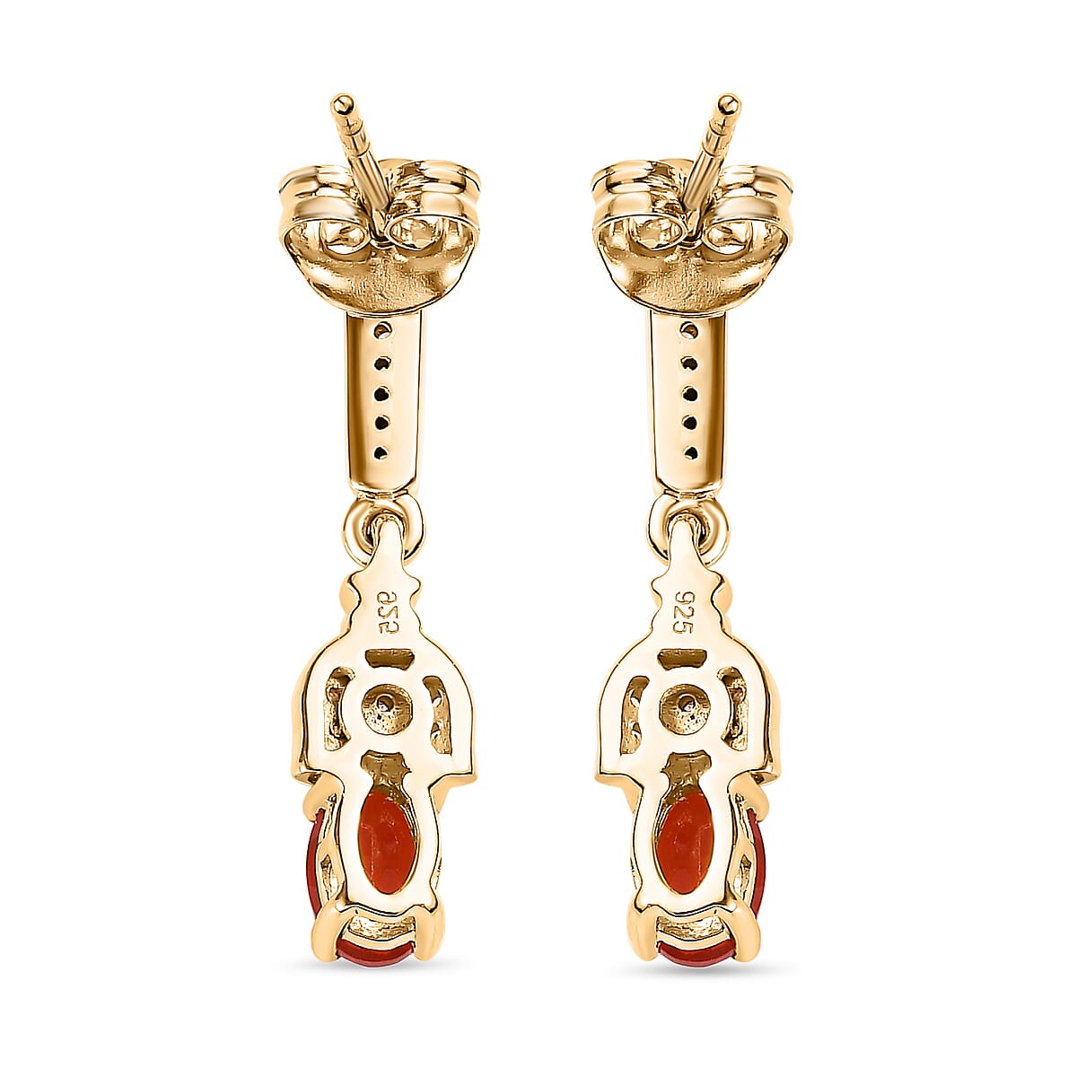Salamanca Fire Opal and Zircon Golden Bell Flower Earrings in 18K Vermeil Yellow Gold Plated Sterling Silver 7700106 3