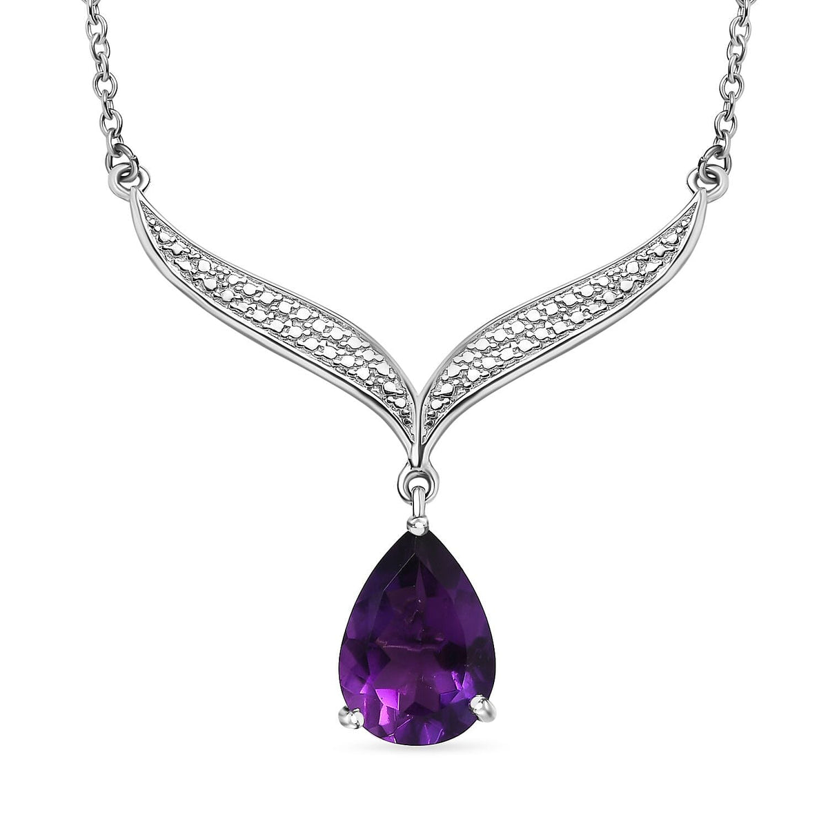 African Amethyst Necklace (Size - 20) in Platinum Overlay Sterling Silver 7700184 0