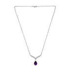 AAA Amethyst Platinum Overlay Sterling Silver Solitaire Necklace (Size - 20) 4.50 Ct.