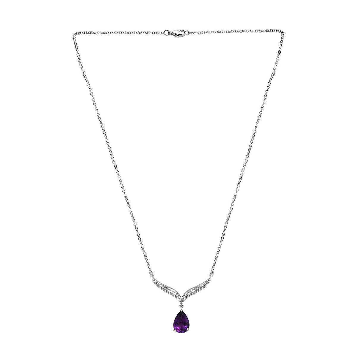 African Amethyst Necklace (Size - 20) in Platinum Overlay Sterling Silver 7700184 5